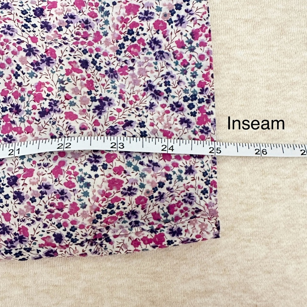 J. Crew Women's Liberty Floral Pink Cotton Elastic Waist Crop Pants Size 12 - Picture 10 of 14